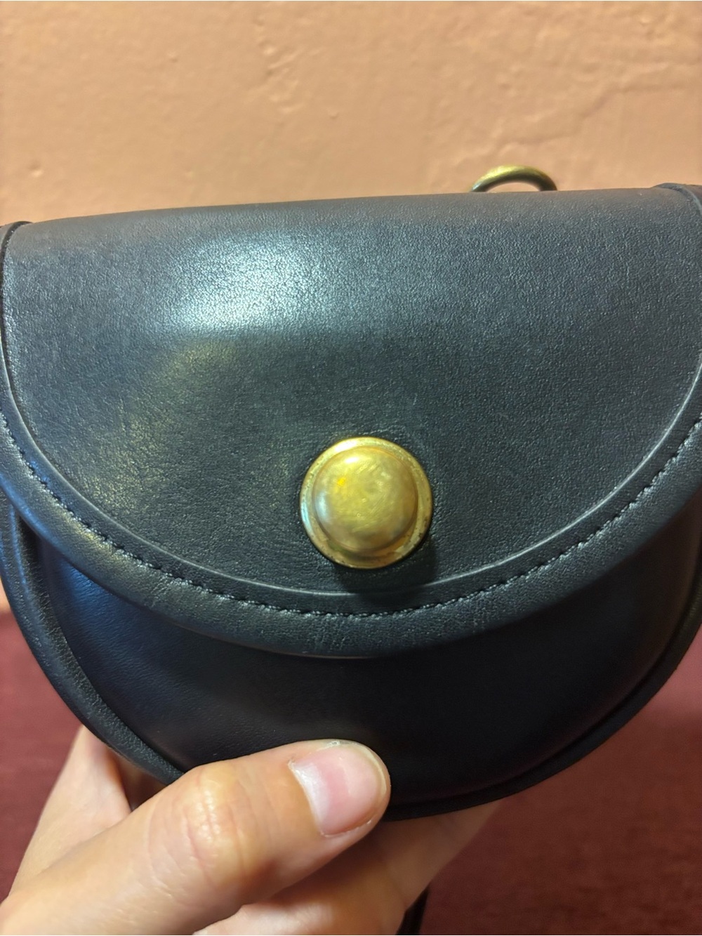 Coach USA Made Vintage Black Leather Crossbody Belt Saddle Purse Brass Hardware - Picture 13 of 16